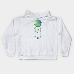 Dream Catcher | Peacock Blue Green Yellow (White) Kids Hoodie